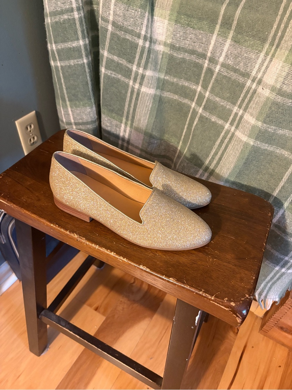 Jack Rogers Gold Glitter Slip-On Loafers
